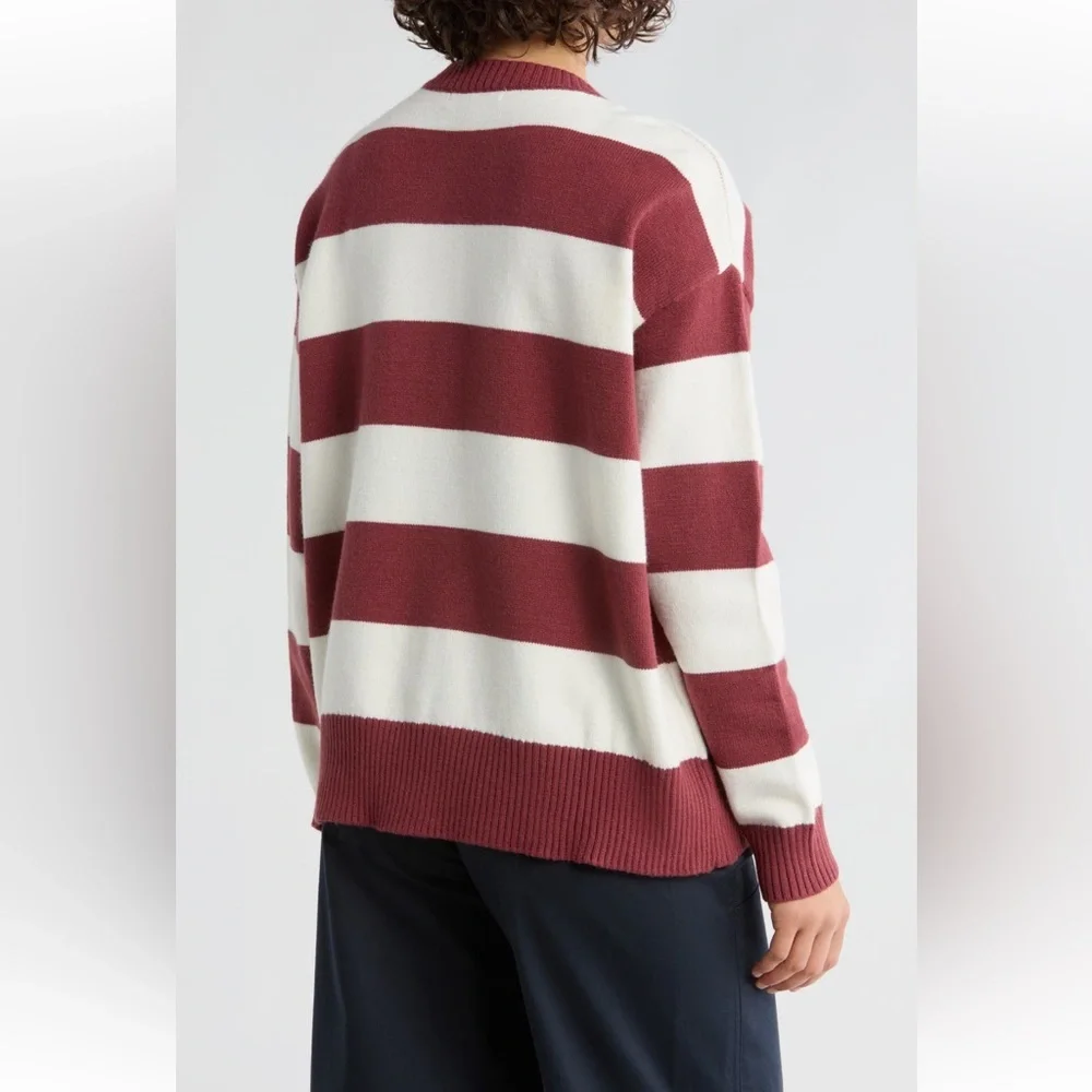 Vigoss Rugby Stripe Sweater in Oxblood Combo Size X-Small NWT